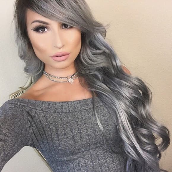 Ombre Black Gray Lace Front Wig 22-26 inches!! - Thumbnail 2