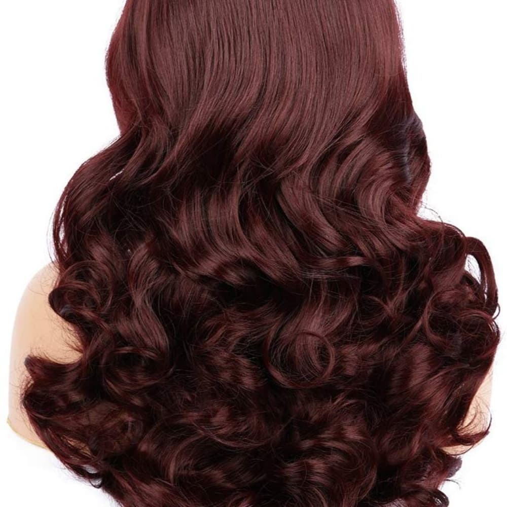 Dark Burgundy Lace Front Wig - Thumbnail 2
