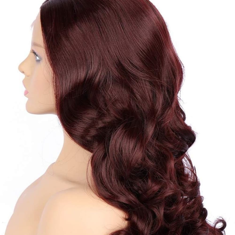 Dark Burgundy Lace Front Wig - Thumbnail 4