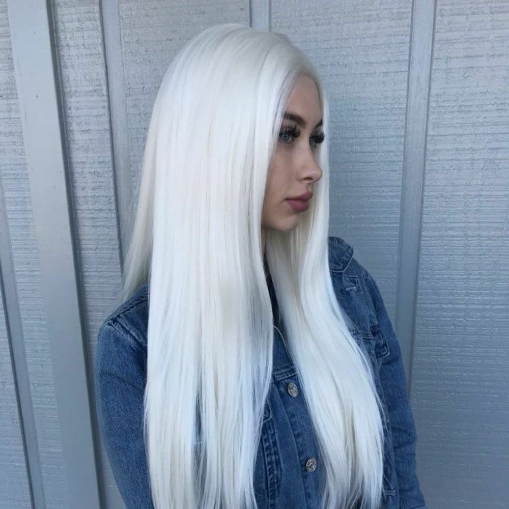 White Blonde Lace Front Wig - Thumbnail 3