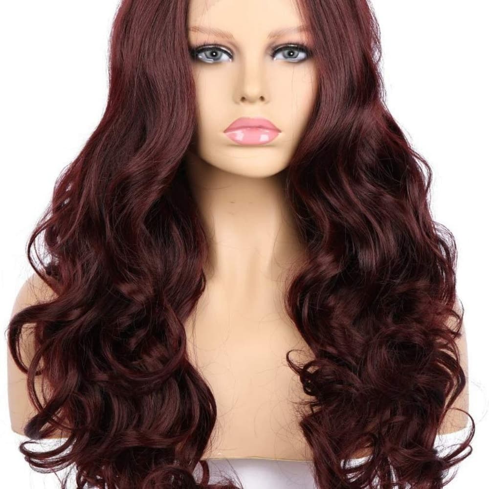 Dark Burgundy Lace Front Wig - Thumbnail 3