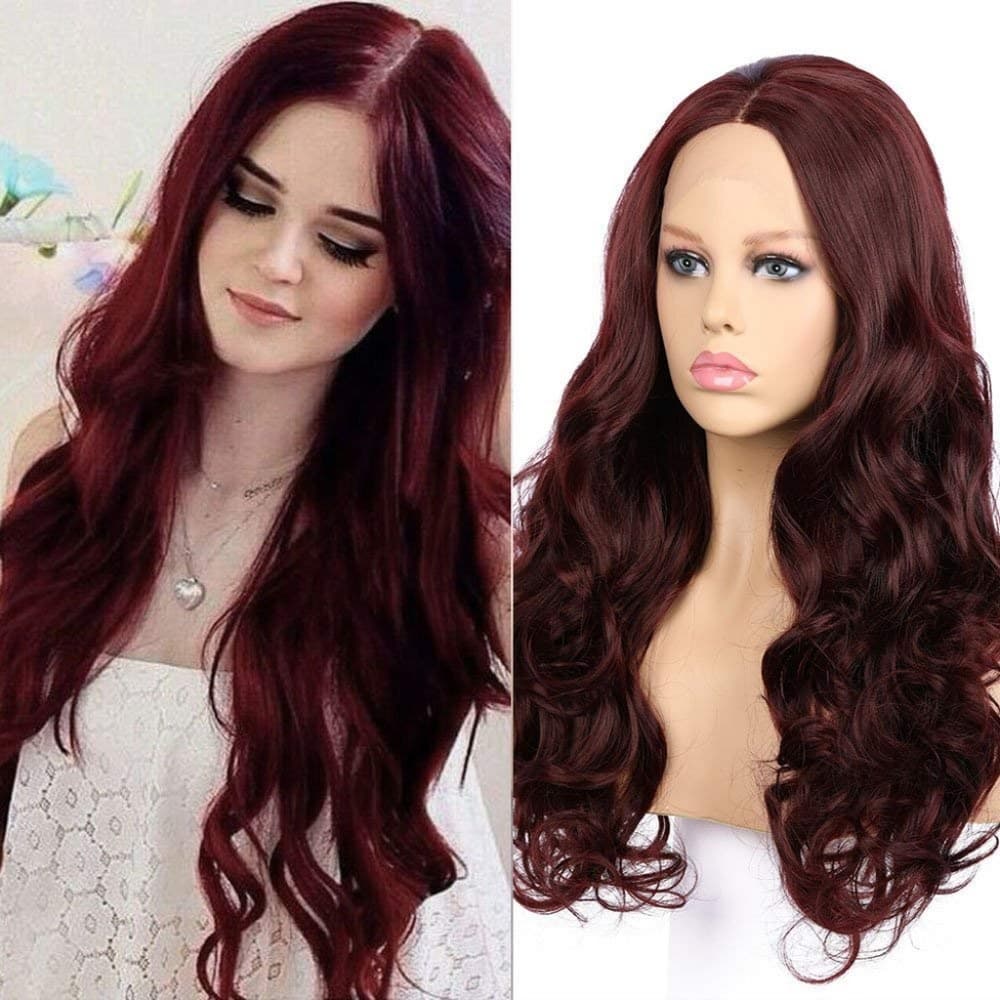 Dark Burgundy Lace Front Wig - Thumbnail 5