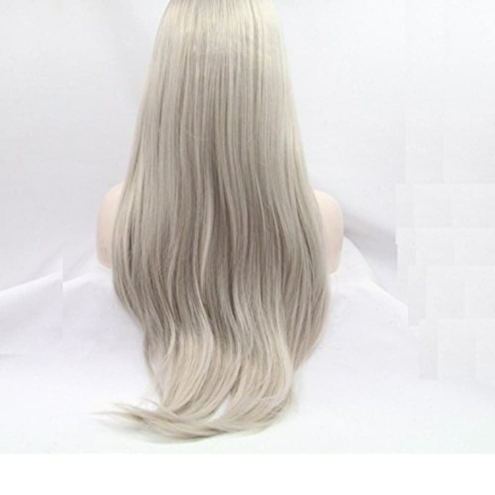 White Platinum Blonde Lace Front Wig - Thumbnail 5