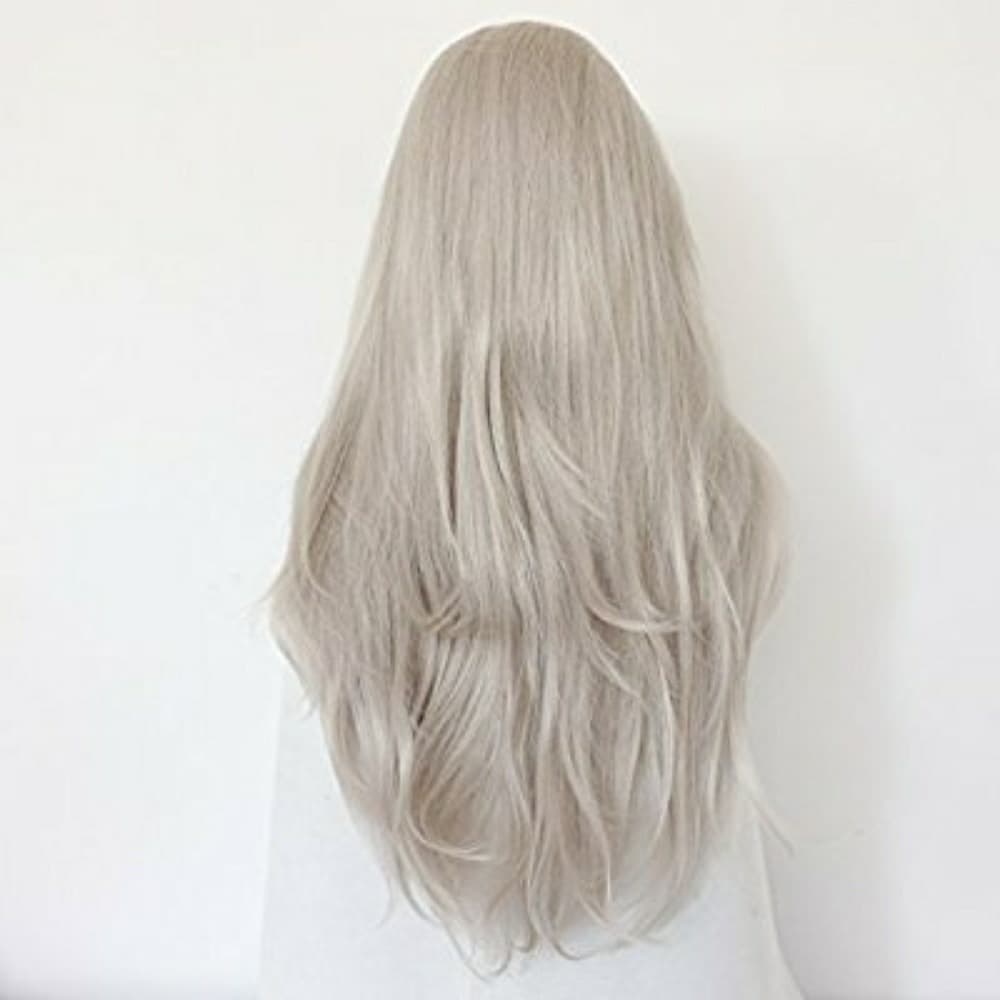 White Platinum Blonde Lace Front Wig - Thumbnail 4