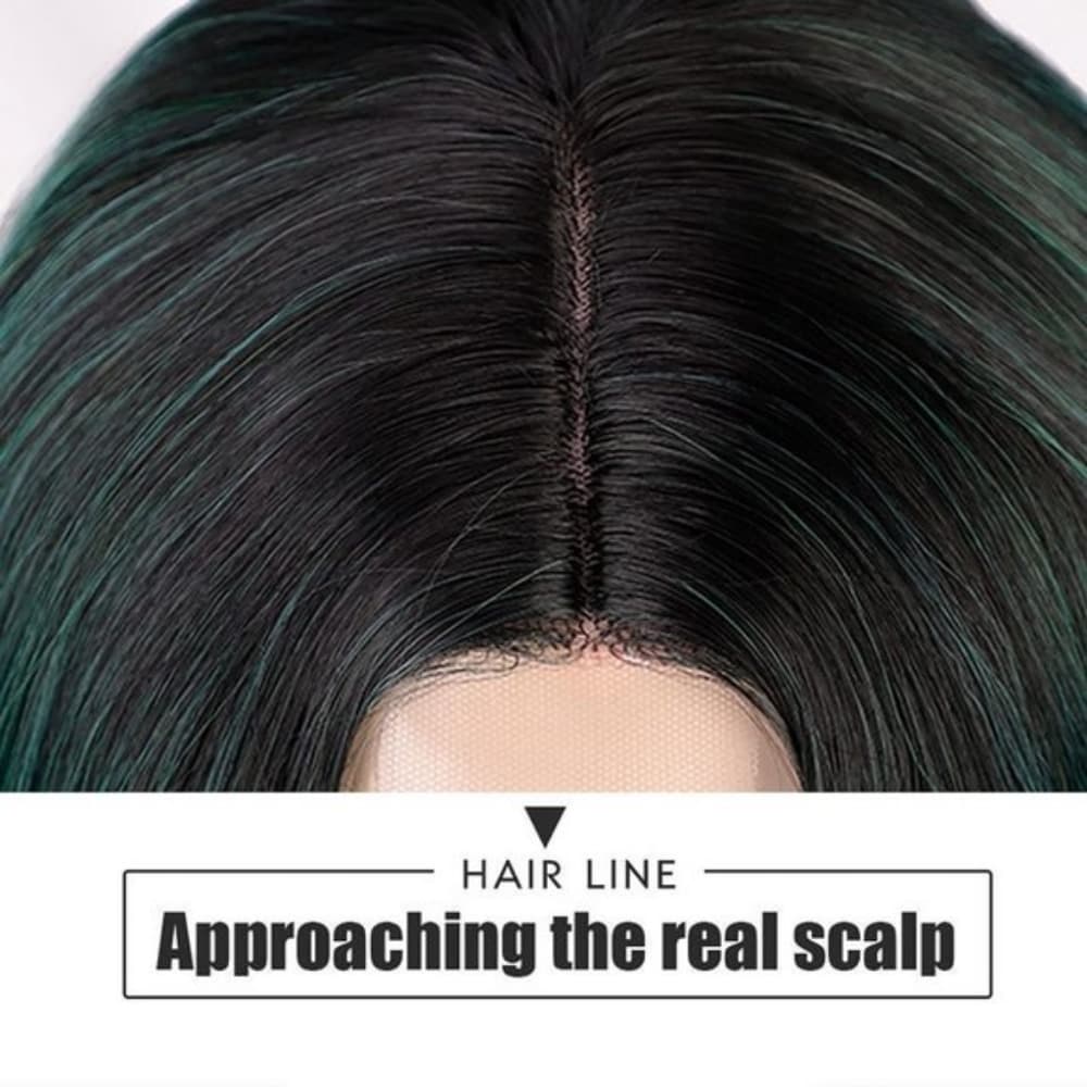 Ombre Black Green Full Wig - Thumbnail 2