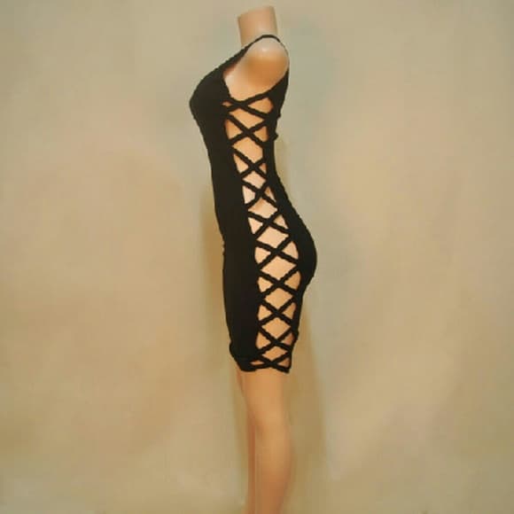 Black Hollow Out Dress - Thumbnail 2
