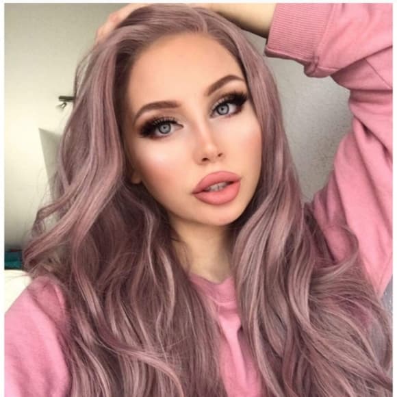 Ash Purple Lace Front Wig - Thumbnail 6