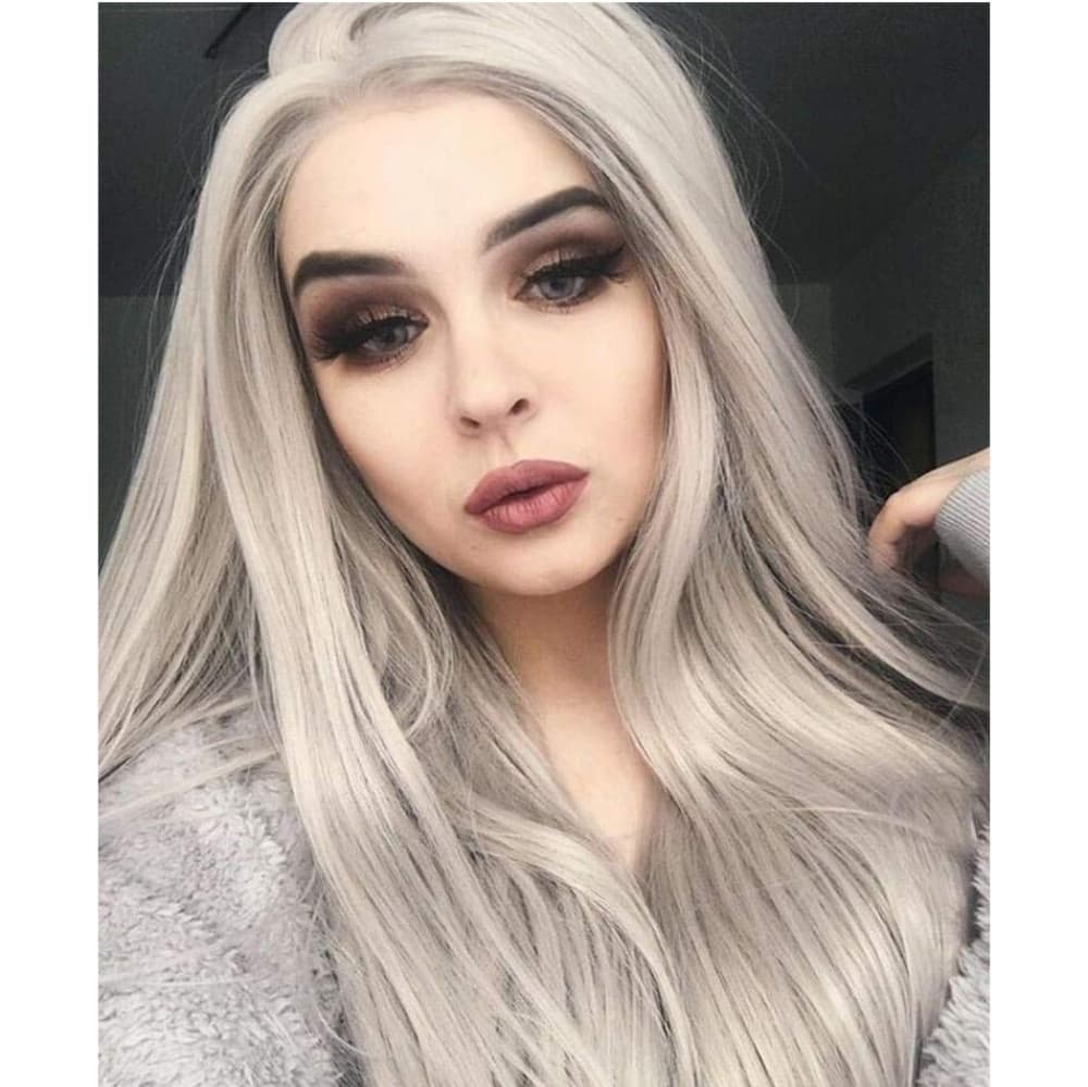 Gray Ash Blonde Lace Front Wig - Thumbnail 4