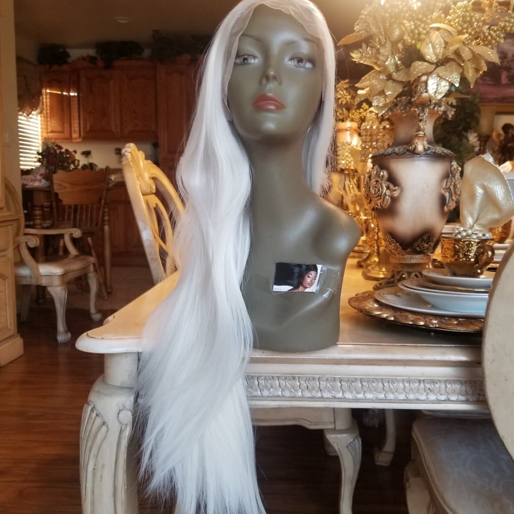 White Blonde Lace Front Wig - Thumbnail 4