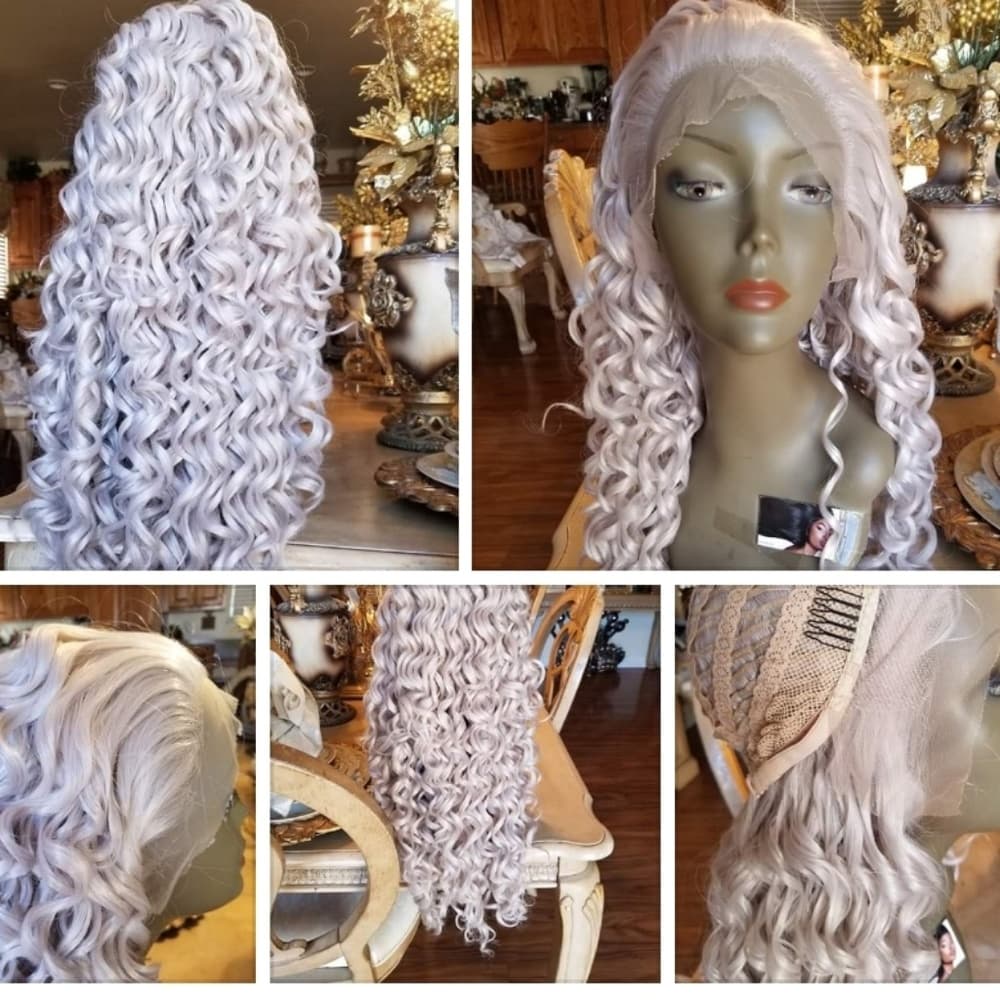 White Blonde Curly Beauty Lace Front Wig