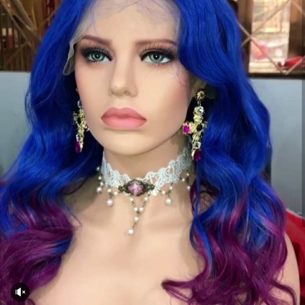 Blue Purple Brazlian Full Lace Wig 20-22 inches!!