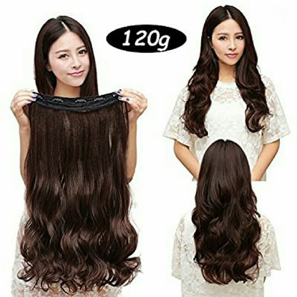 3/4 Clip In Extension Dark Brown or Black - Thumbnail 2