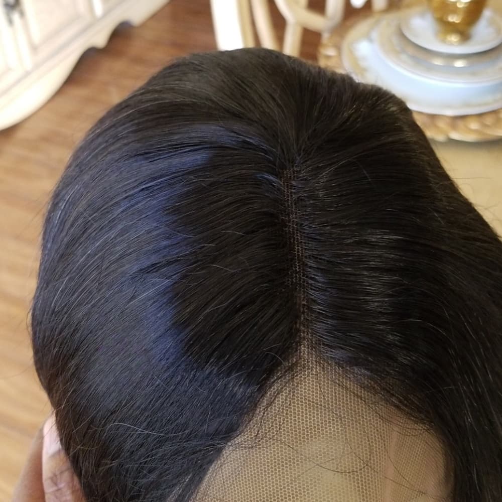Ombre Black Gray Lace Front Wig - Thumbnail 4