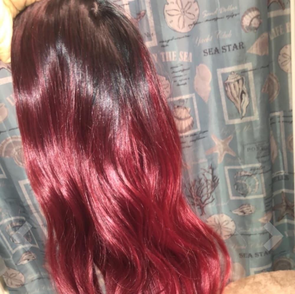 Ombre Dark Red Beauty Full Wig