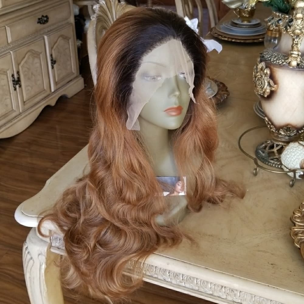 Ombre #2/30 with #27 Highlightes Lace Front Wig - Thumbnail 4