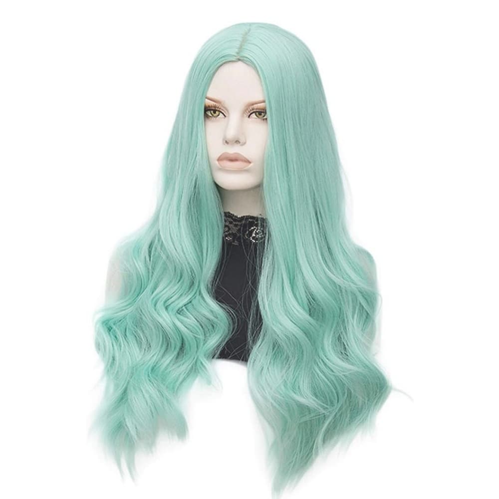 Beautiful Light Green Wavy Full Wig - Thumbnail 3