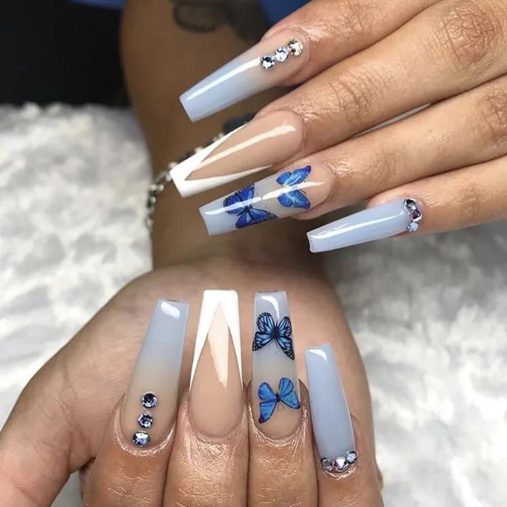 Beautiful Buterfly Coffin False Press on Nails 🦋 - Thumbnail 3
