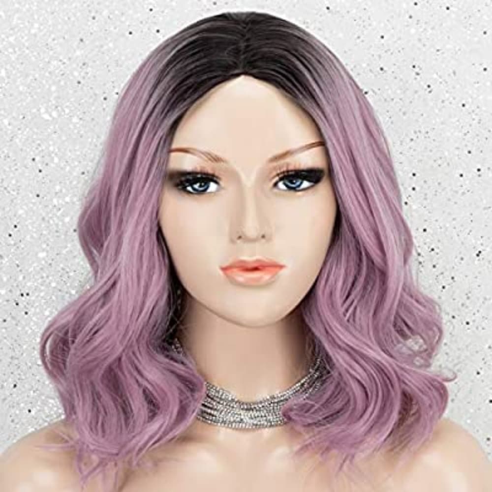 Ombre Black Purple Beauty Full Wig - Thumbnail 5