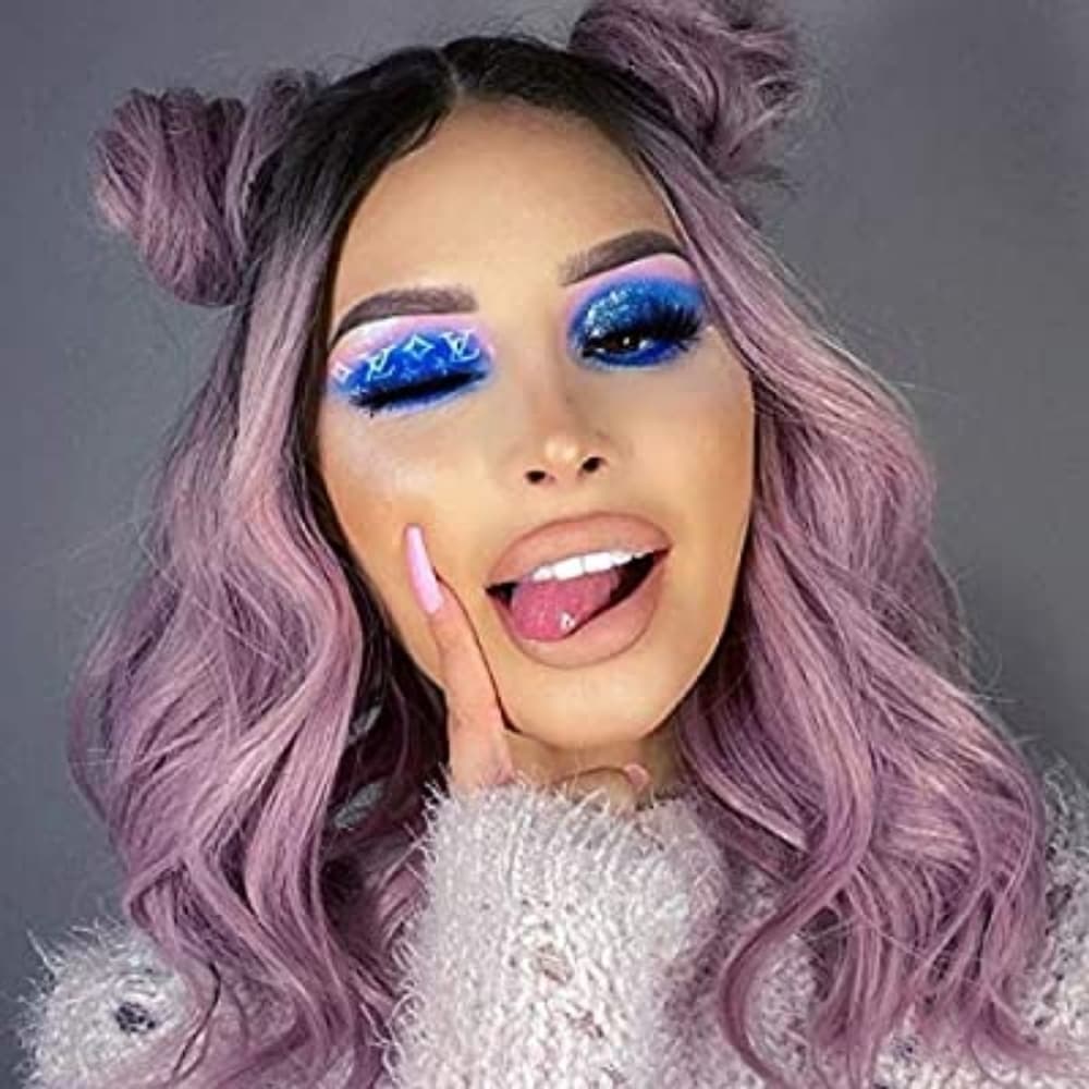 Ombre Black Purple Beauty Full Wig - Thumbnail 6
