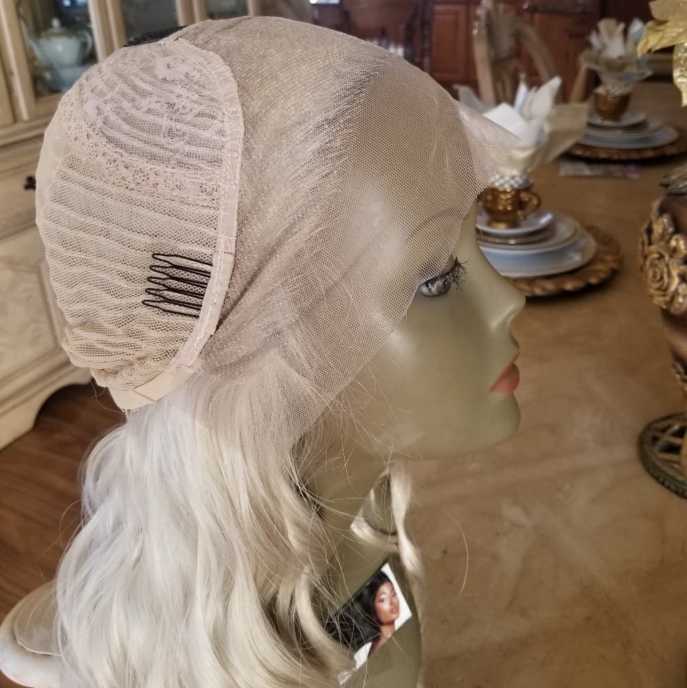 White Pale Blonde Lace Front Wig - Thumbnail 2