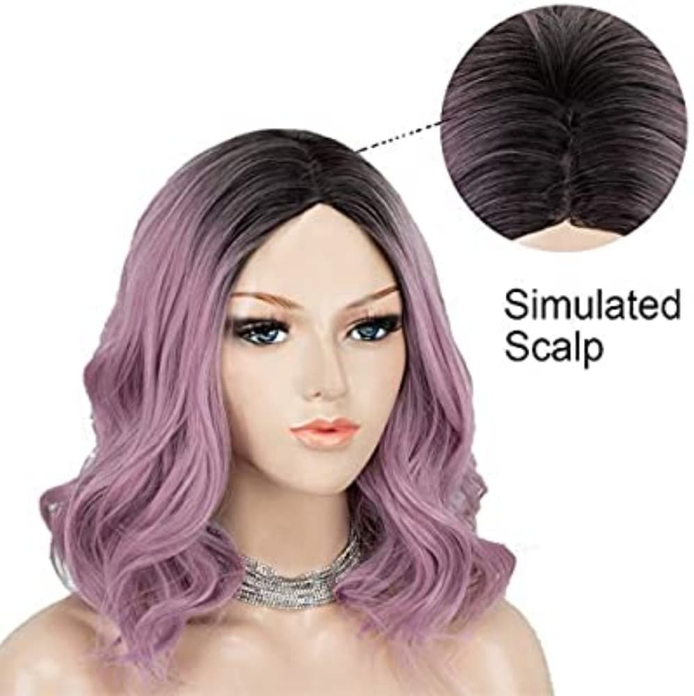 Ombre Black Purple Beauty Full Wig - Thumbnail 4