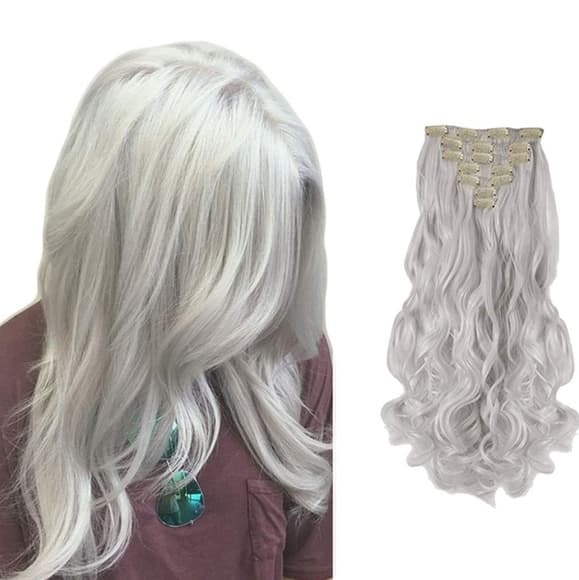 White Gray Beauty Clip in Extension - Thumbnail 2