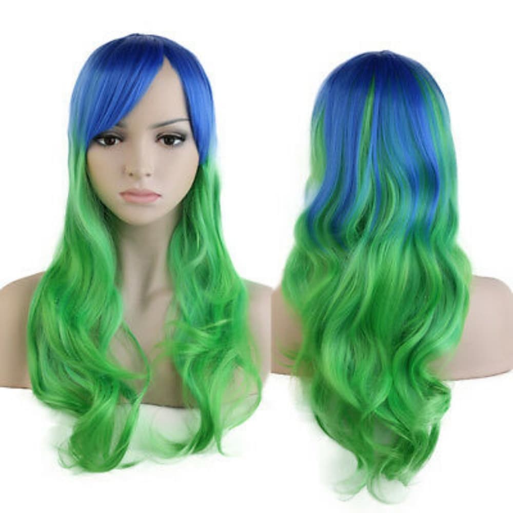 Blue Green Beauty Full Wig