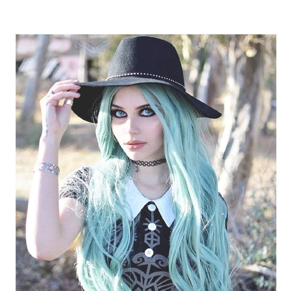 Beautiful Light Green Wavy Full Wig - Thumbnail 2