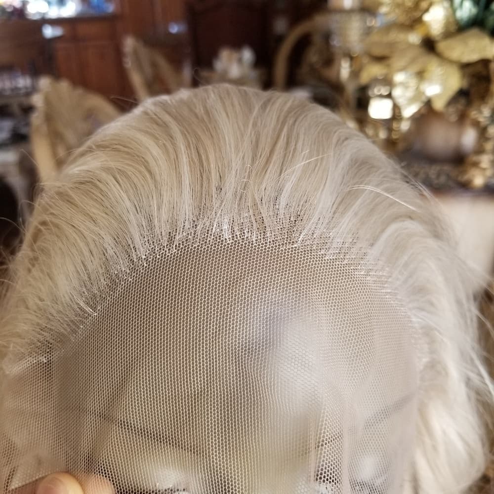 White Pale Blonde Lace Front Wig - Thumbnail 7