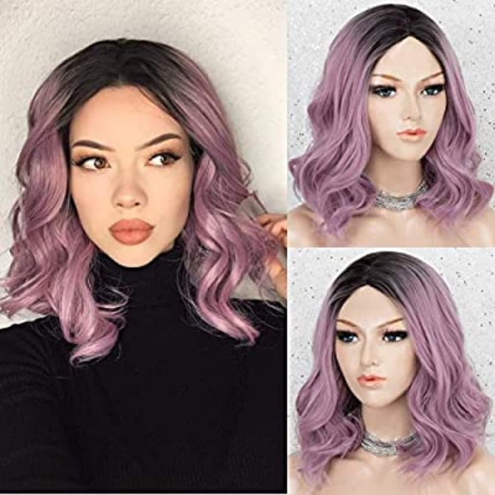 Ombre Black Purple Beauty Full Wig - Thumbnail 2
