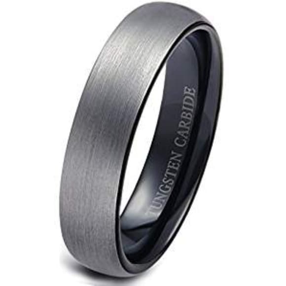 Band Brushed Black Men Wedding Engagement - Thumbnail 2