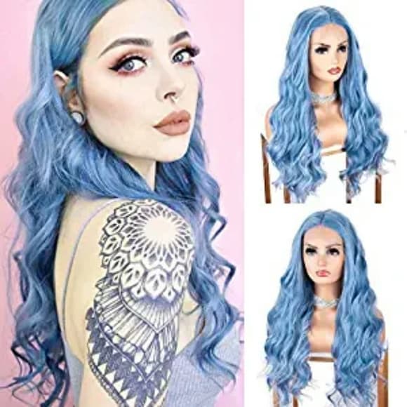 Sky Blue Beauty Lace Front Wig - Thumbnail 2