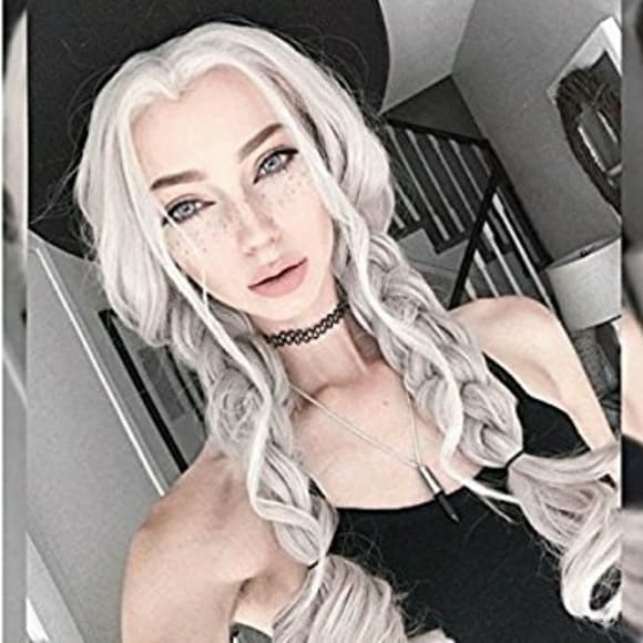 White Wavy Lace Front Wig - Thumbnail 2