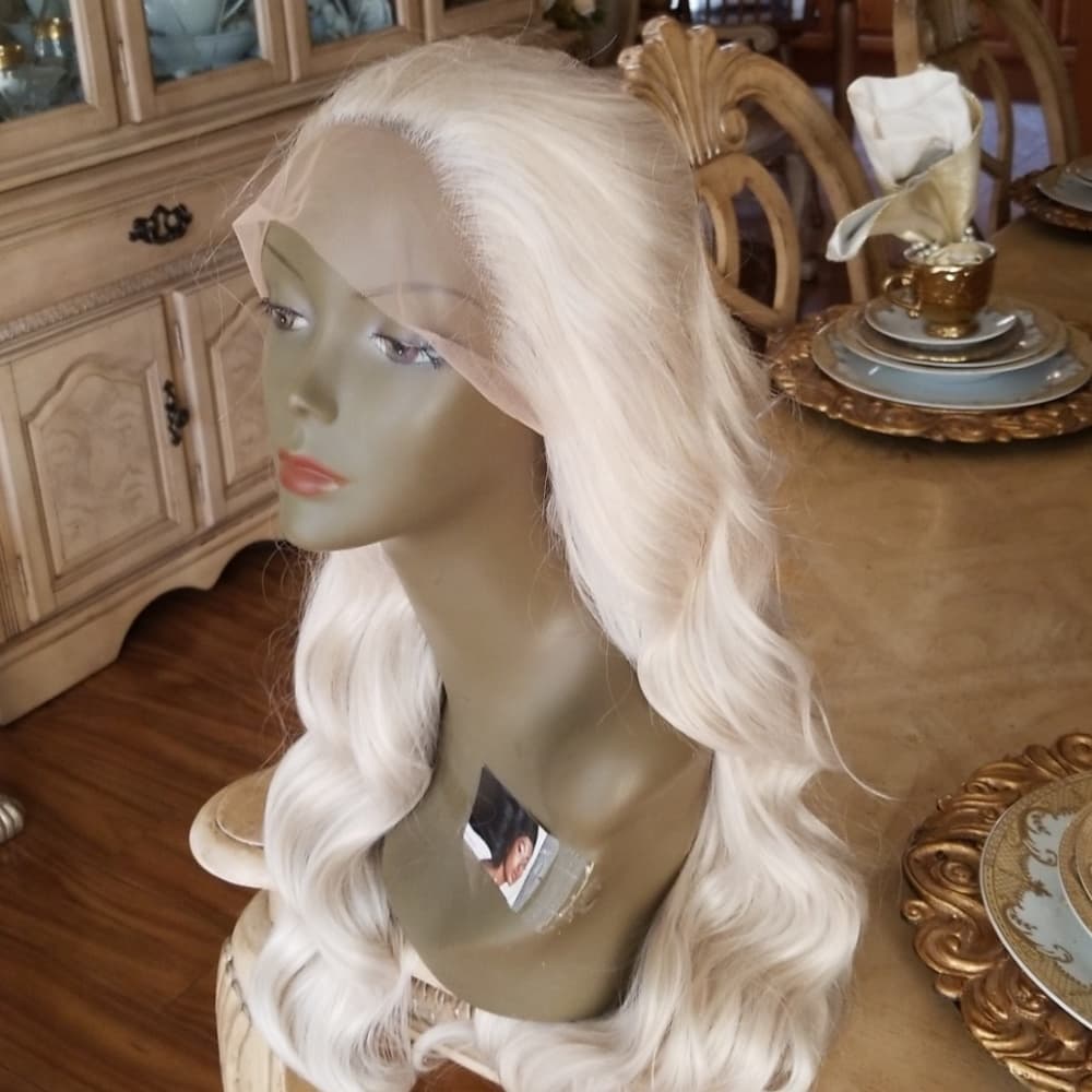 White Blonde Lace Front Wig 22-26 inches - Thumbnail 5