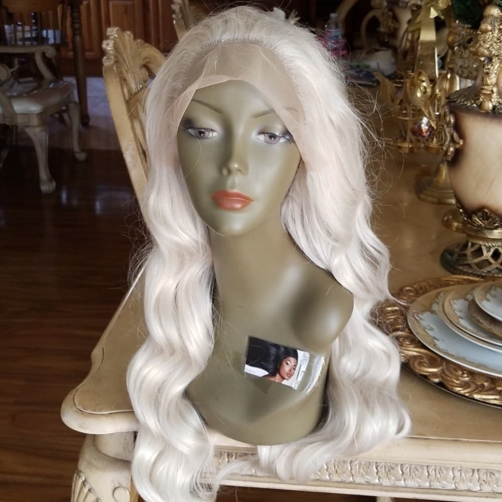 White Blonde Lace Front Wig 22-26 inches - Thumbnail 4