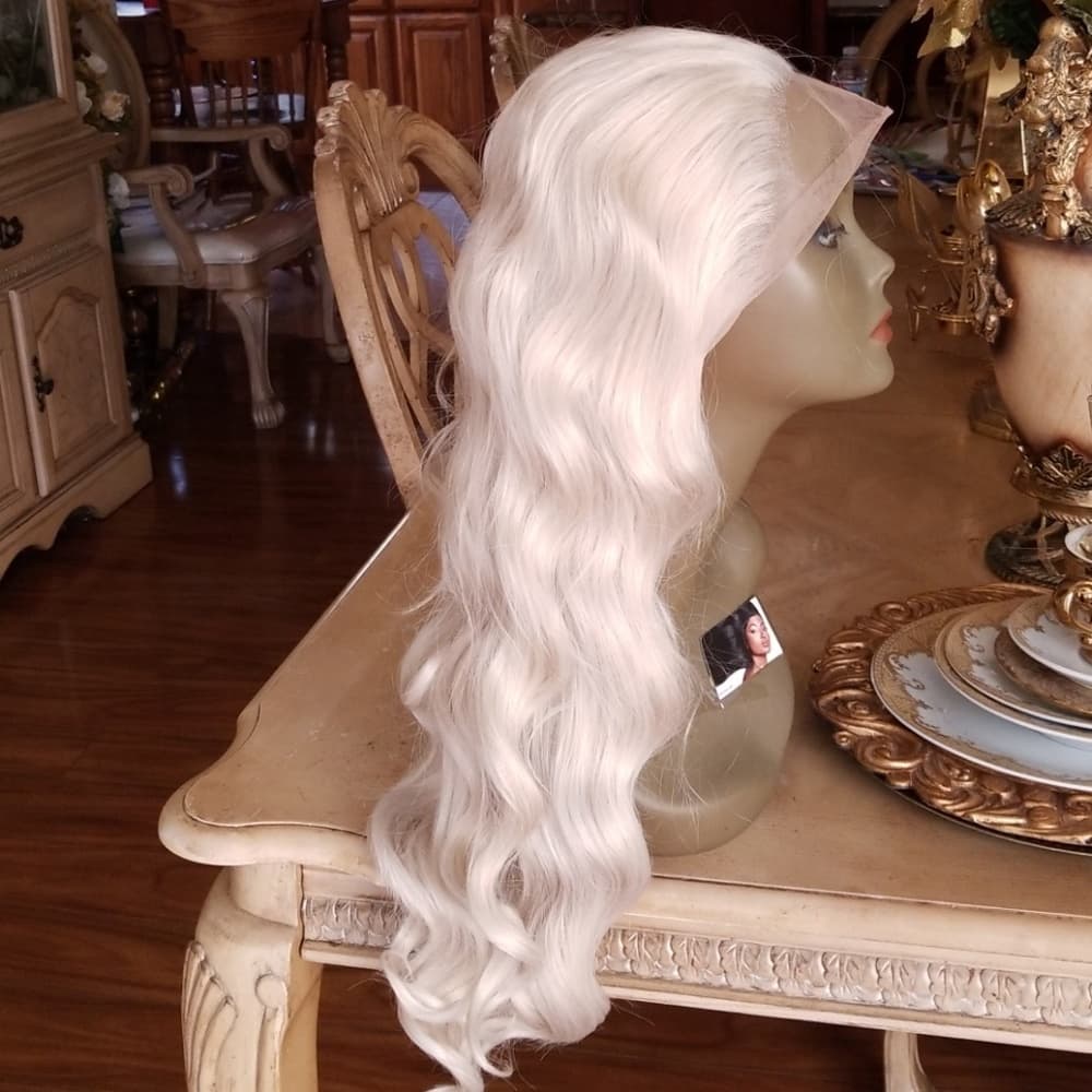 White Blonde Lace Front Wig 22-26 inches - Thumbnail 3