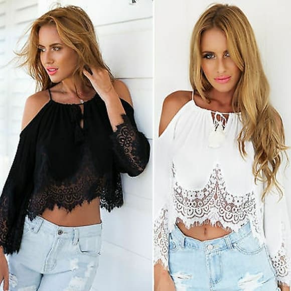 Chiffon Beauty Off Shoulder Top - Thumbnail 6
