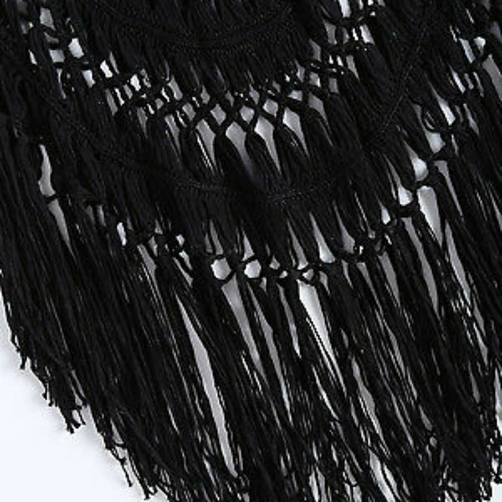 Black Crochet Tassel Bikini Cover Up Dress!! - Thumbnail 4