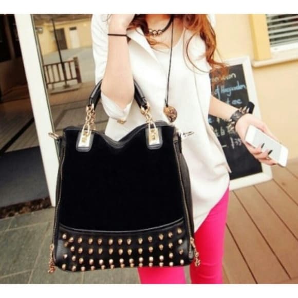 Beautiful Black Studded Purse - Thumbnail 4