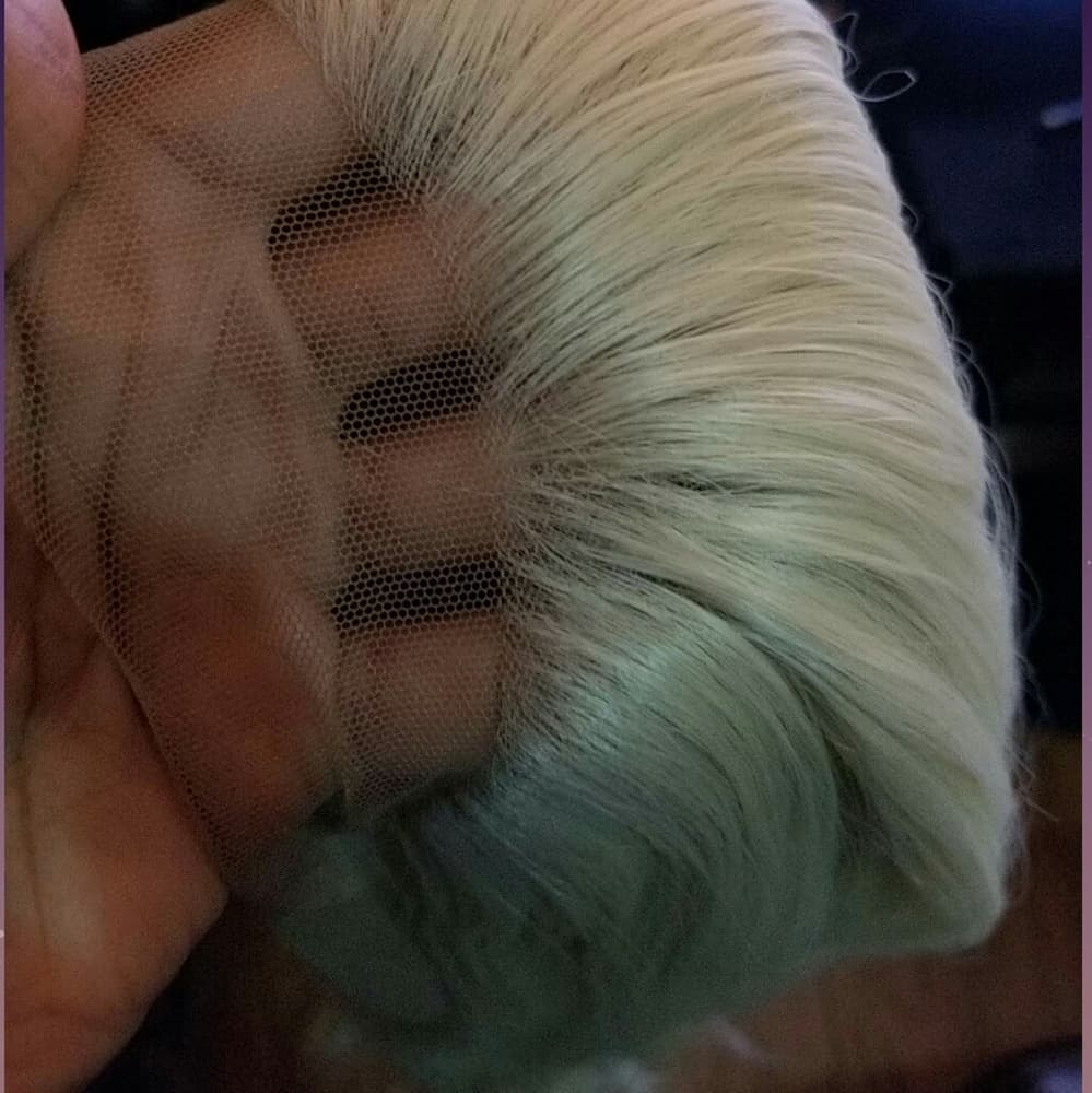 White Pale Blonde Lace Front Wig - Thumbnail 6
