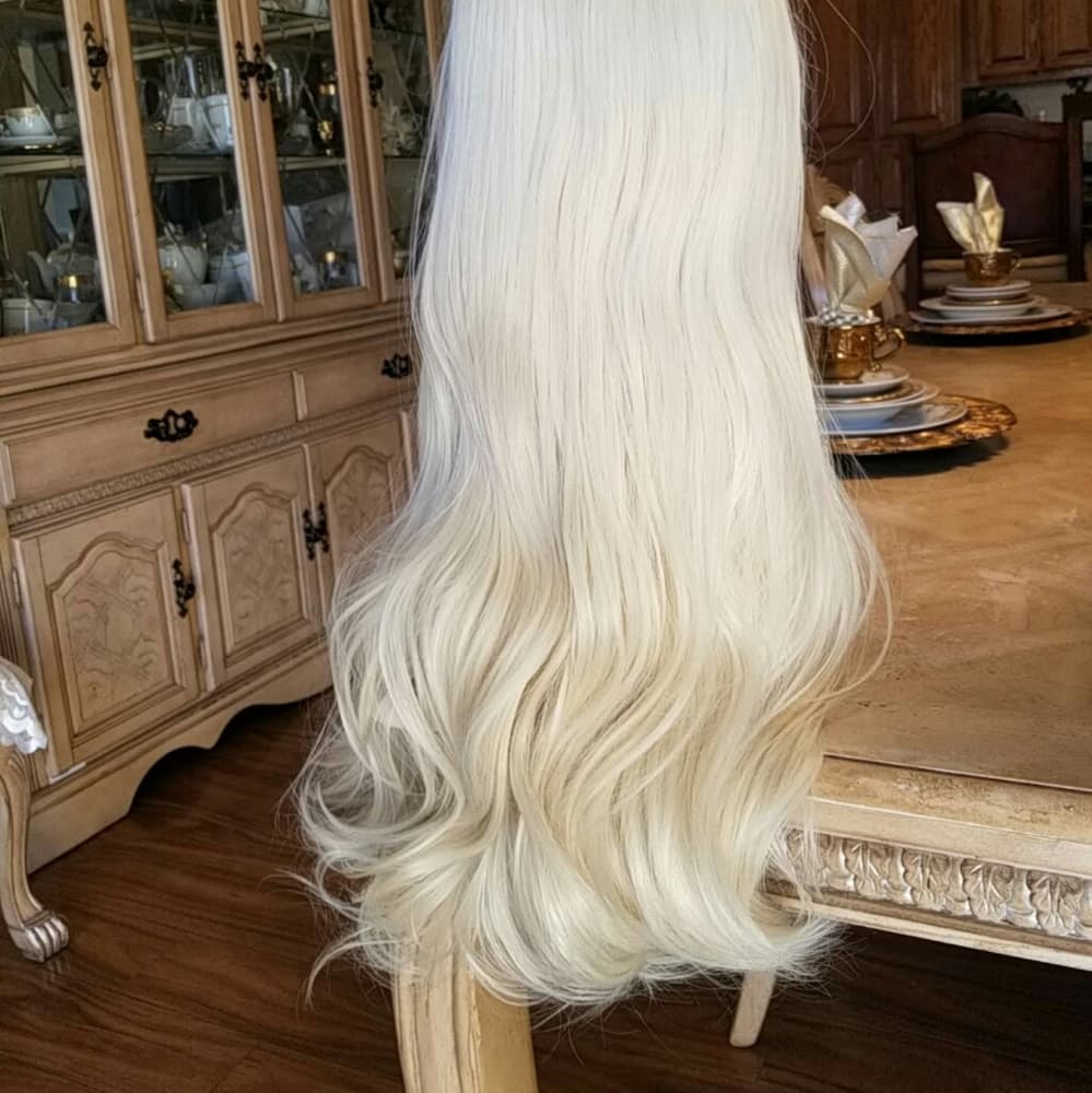 White Pale Blonde Lace Front Wig - Thumbnail 5