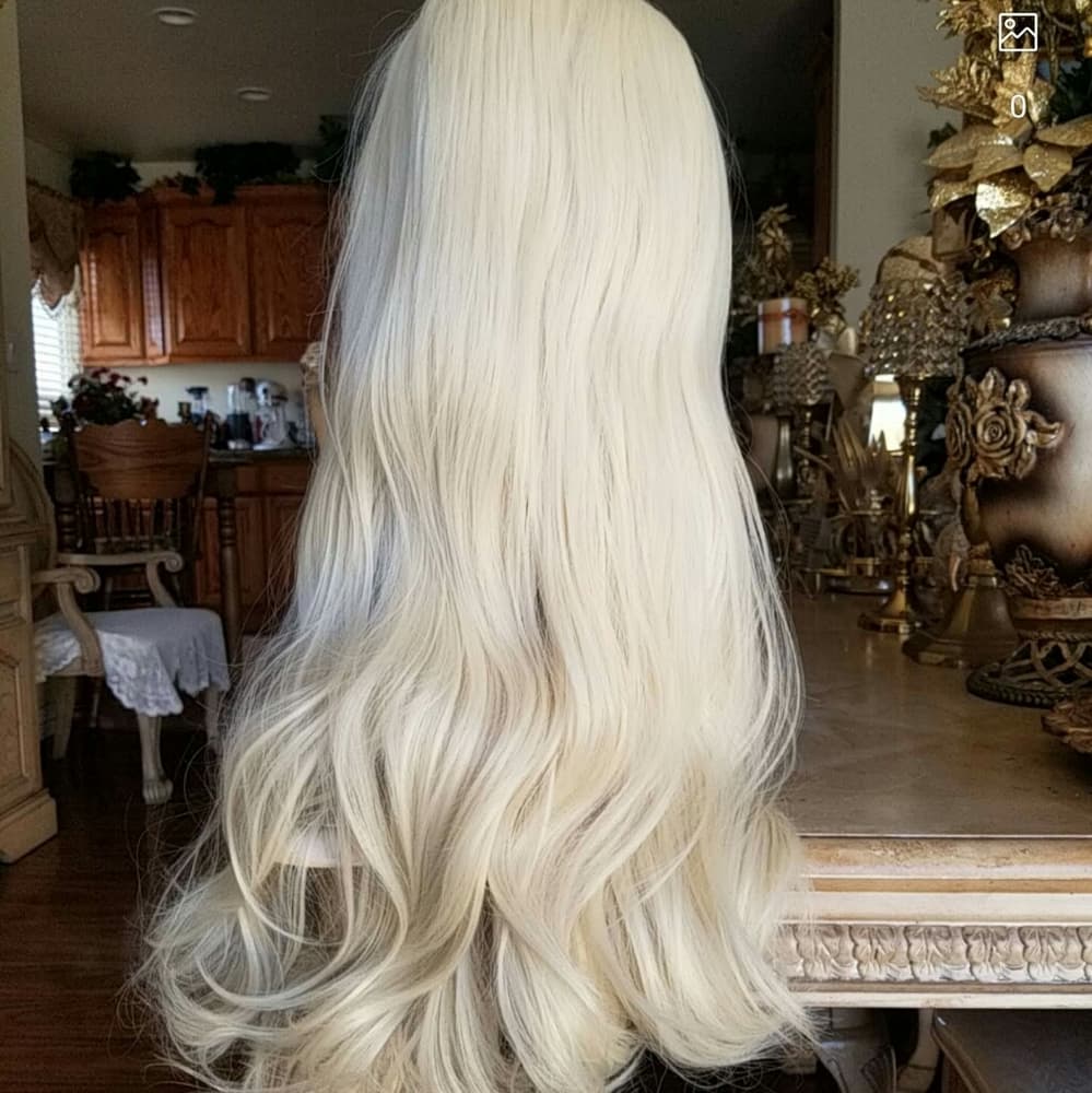 White Pale Blonde Lace Front Wig - Thumbnail 2