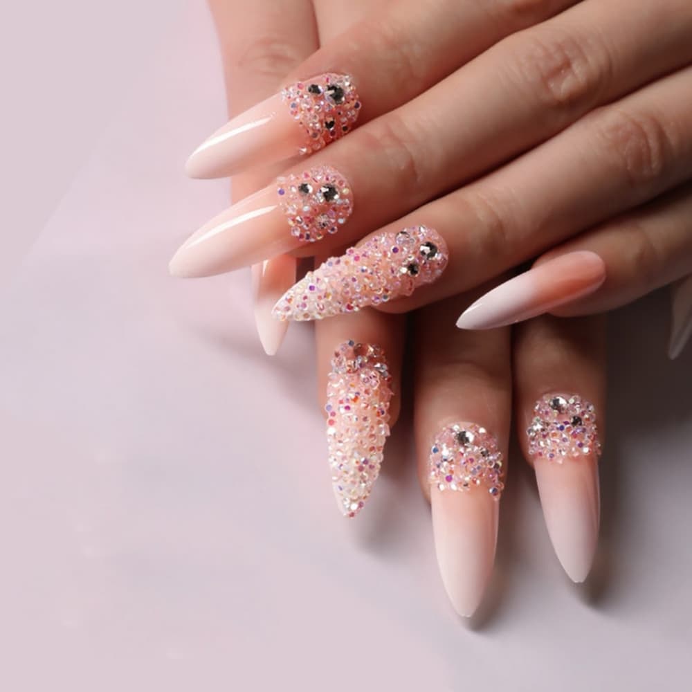 Beautiful Ombre Nude Coffin False Nails