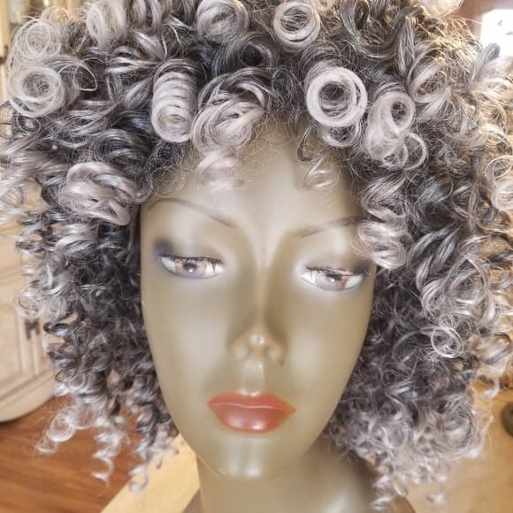 READY to Ship Today- Gray Black Afro Big Curly Full Wig!! - Thumbnail 13