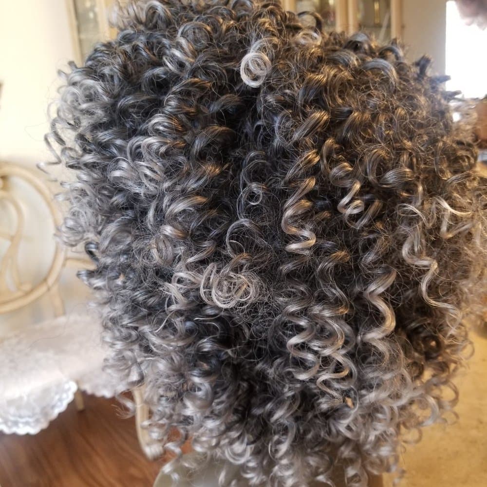 READY to Ship Today- Gray Black Afro Big Curly Full Wig!! - Thumbnail 6