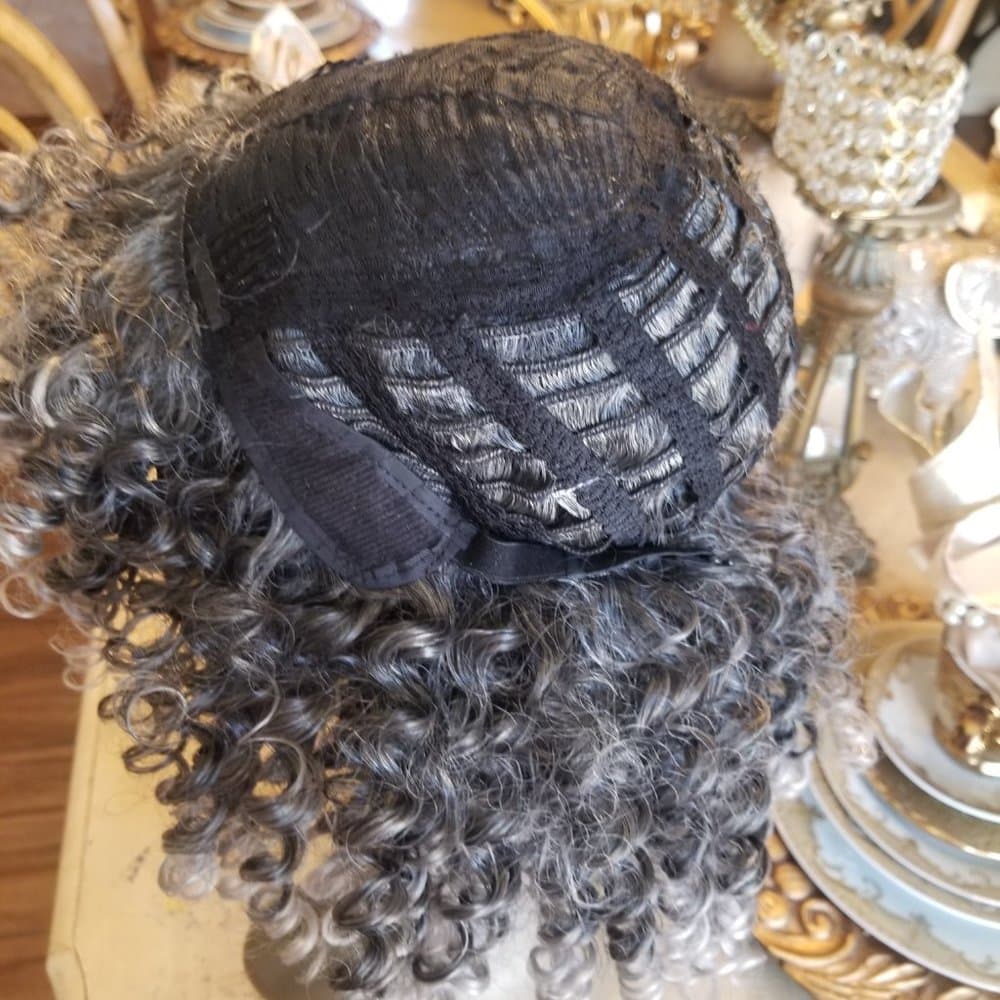 READY to Ship Today- Gray Black Afro Big Curly Full Wig!! - Thumbnail 4