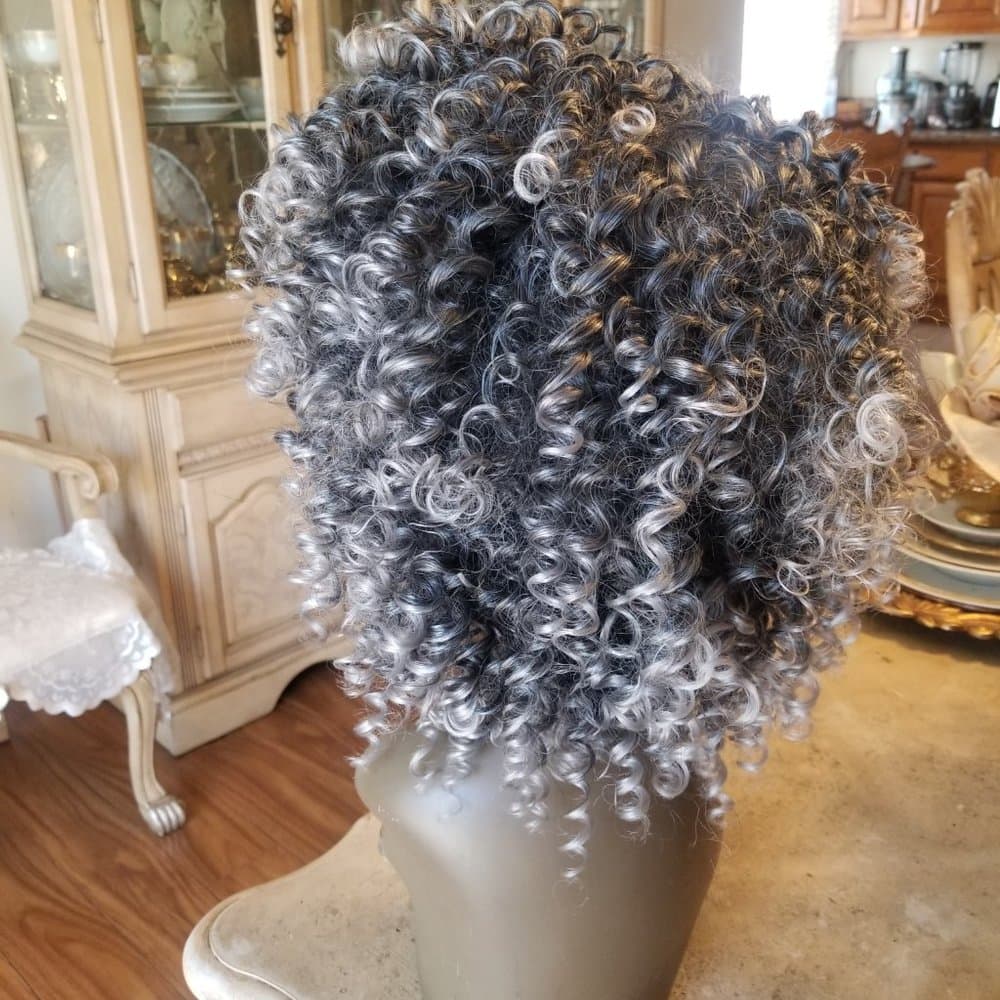READY to Ship Today- Gray Black Afro Big Curly Full Wig!! - Thumbnail 9