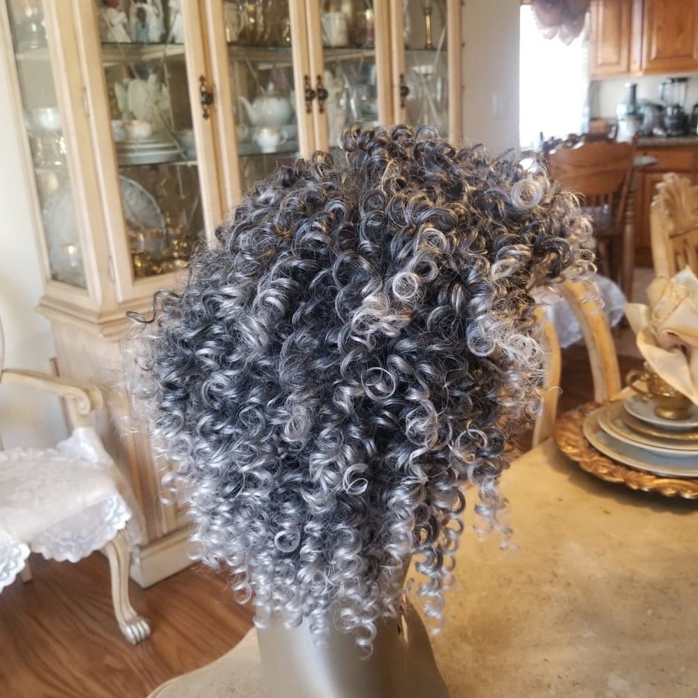 READY to Ship Today- Gray Black Afro Big Curly Full Wig!! - Thumbnail 8