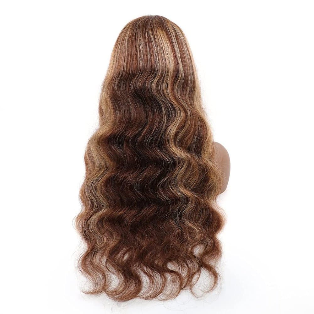 Brown Blonde Wavy Human Hair Wig 16-20 inches - Thumbnail 3