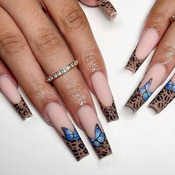 Fake Nails, Gorgeous Coffin Designer Nails Gift, Butterfly Design Dec - Thumbnail 2